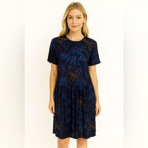 Vintage 80s Bon Worth Navy Floral Top & Skirt Set | Matching Set | Size S